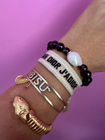 Bracciale Bisette - Topazio fume’ elasticizzato con perla