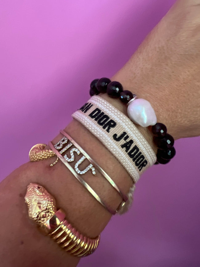 Bracciale Bisette - Topazio fume’ elasticizzato con perla