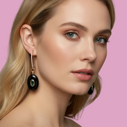 Orecchini  Collezione JAIPUR- onice con onice incastonati ago lungo
