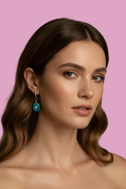 Orecchini  Collezione JAIPUR- Agata blu e topazi incastonati