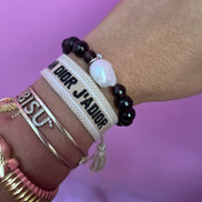 Bracciale Bisette - Topazio fume’ elasticizzato con perla
