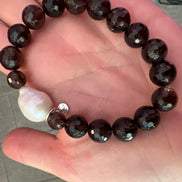 Bracciale Bisette - Topazio fume’ elasticizzato con perla