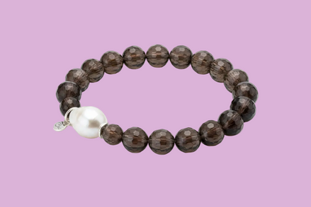 Bracciale Bisette - Quarzo fume’ elasticizzato con perla