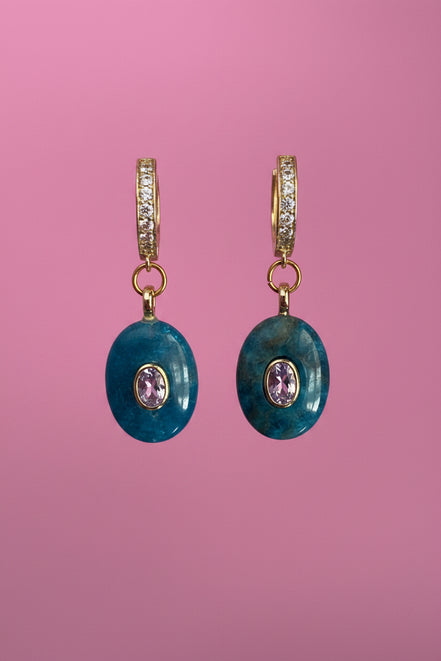 Orecchini  Collezione JAIPUR- agata blu con ametista incastonata