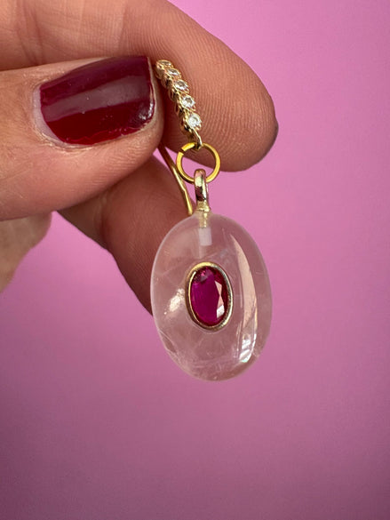 Orecchini  Collezione JAIPUR- quarzo rosa e rubellite  incastonata