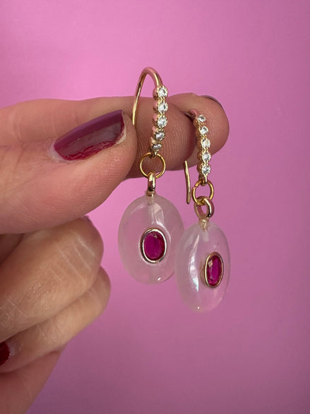 Orecchini  Collezione JAIPUR- quarzo rosa e rubellite  incastonata