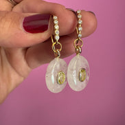 Orecchini  Collezione JAIPUR- quarzo rosa e quarzo citrino  incastonato