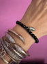 BISETTE - Bracciale sfere onice cm0,6 e charm topazio azzurro