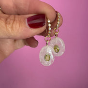 Orecchini  Collezione JAIPUR- quarzo rosa e quarzo citrino  incastonato