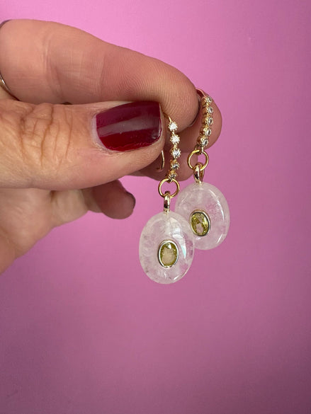 Orecchini  Collezione JAIPUR- quarzo rosa e quarzo citrino  incastonato