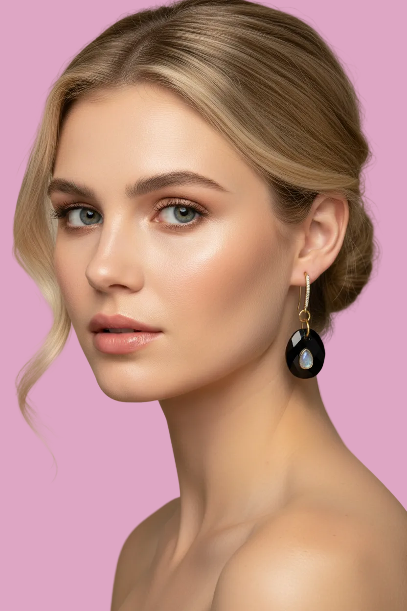 Orecchini  Collezione JAIPUR- onice e labradorite incastonata