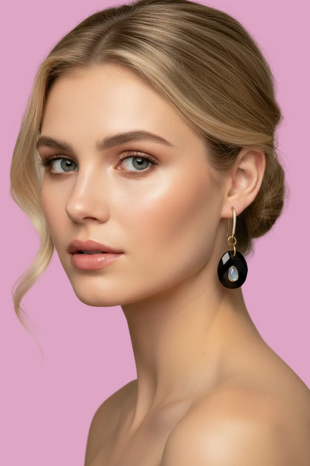 Orecchini  Collezione JAIPUR- onice e labradorite incastonata