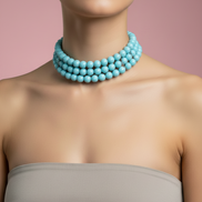 INCANTEVOLE -  3 giri   Chocker flessibile turchese con argento 925