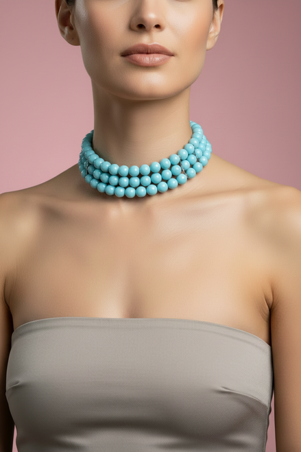 INCANTEVOLE -  3 giri   Chocker flessibile turchese con argento 925