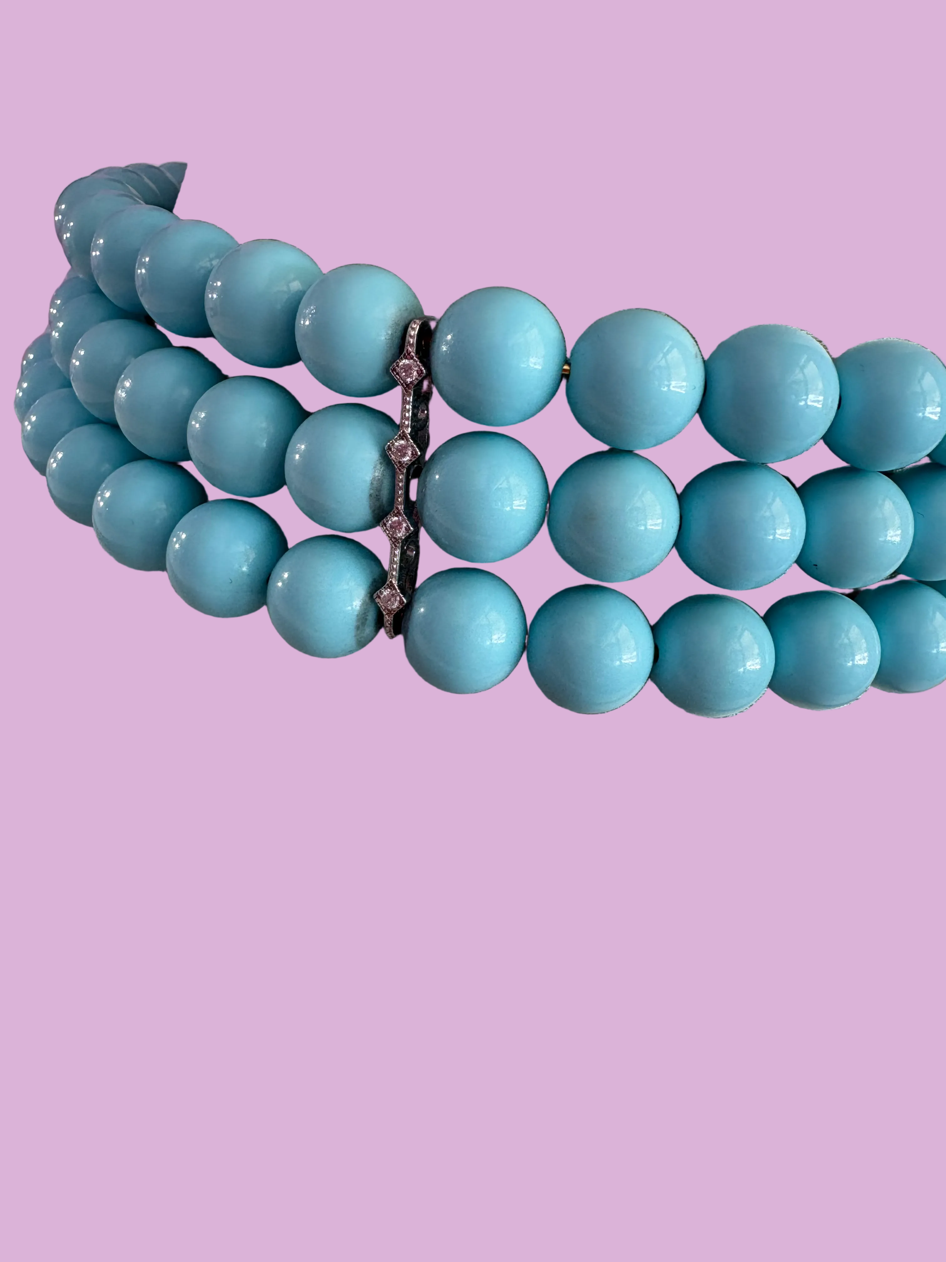 INCANTEVOLE -  3 giri   Chocker flessibile turchese con argento 925