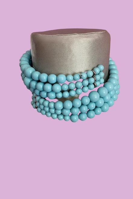 INCANTEVOLE -  3 giri   Chocker flessibile turchese con argento 925