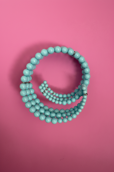 INCANTEVOLE -  3 giri   Chocker flessibile turchese con argento 925