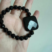 Bracciale Bisette - Onice sfere con quadrato grande