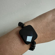 Bracciale Bisette - Onice sfere con quadrato grande