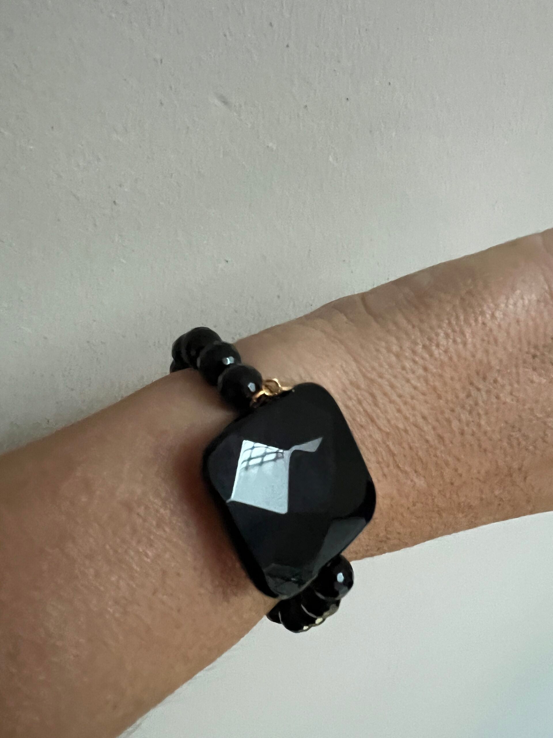 Bracciale Bisette - Onice sfere con quadrato grande