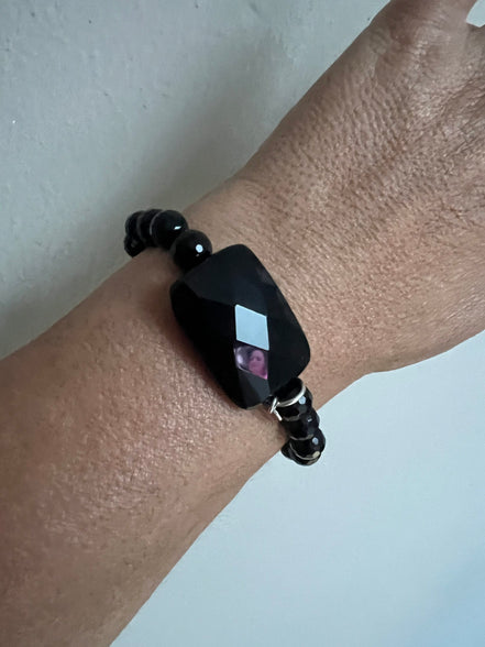 Bracciale Bisette - Onice sfere con rettangolo