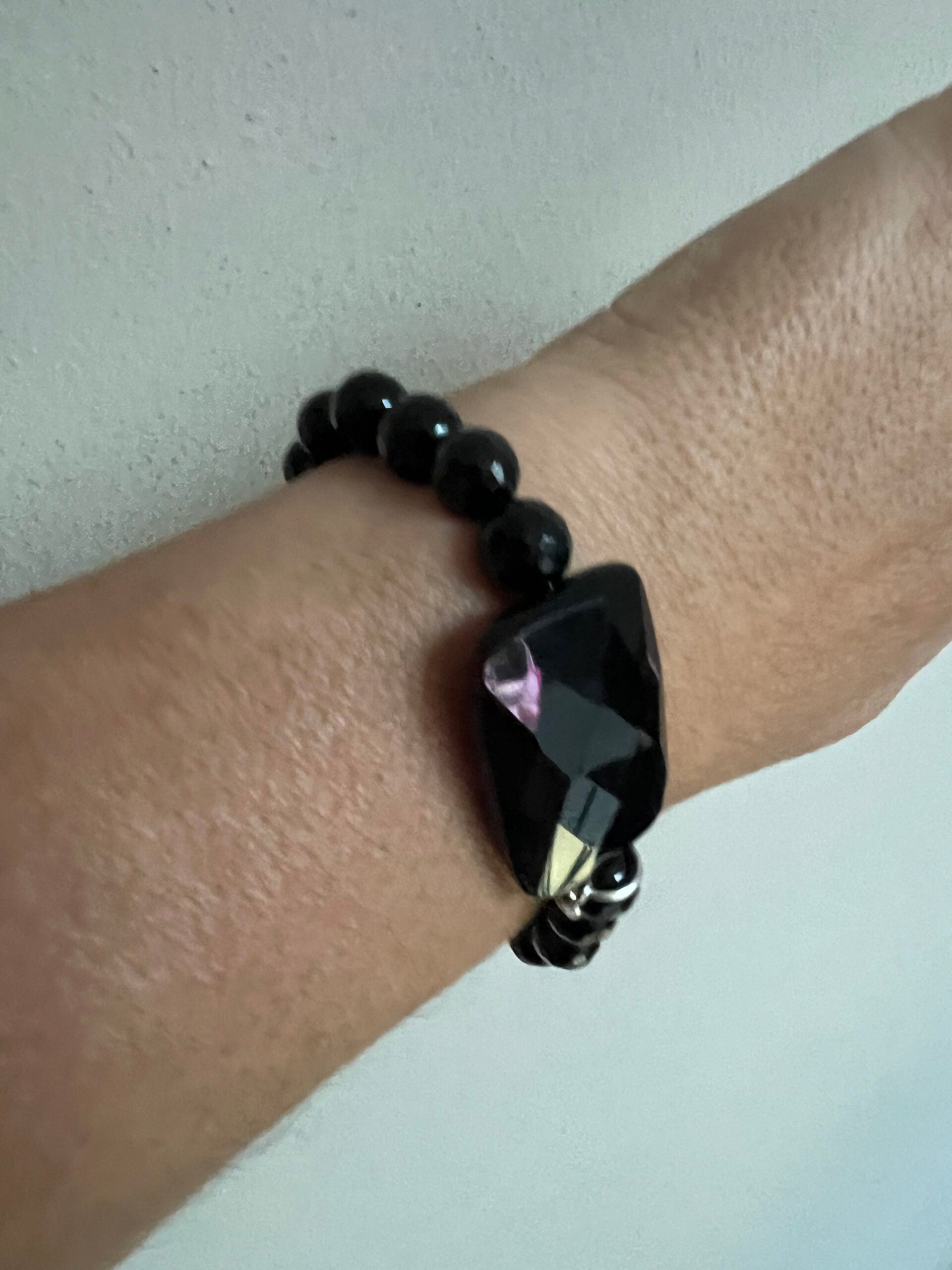 Bracciale Bisette - Onice sfere con rettangolo