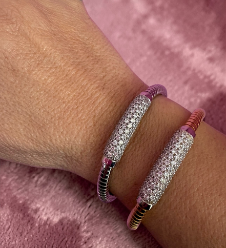 Bracciale ROUND Tubogas argento 925 con zirconi