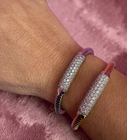 Bracciale ROUND Tubogas argento 925 con zirconi