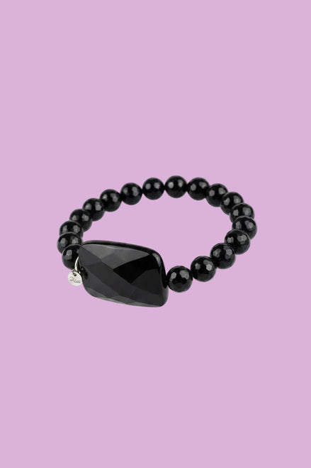 Bracciale Bisette - Onice sfere con rettangolo grande