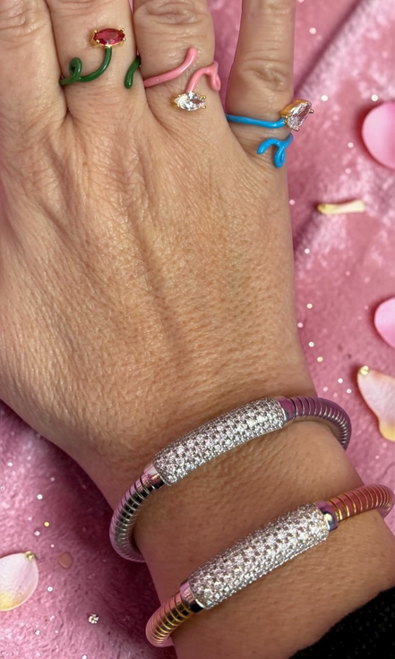Bracciale ROUND Tubogas argento 925 con zirconi
