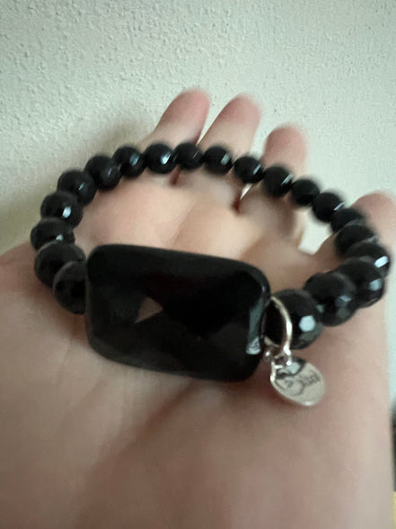 Bracciale Bisette - Onice sfere con rettangolo grande