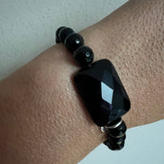 Bracciale Bisette - Onice sfere con rettangolo grande
