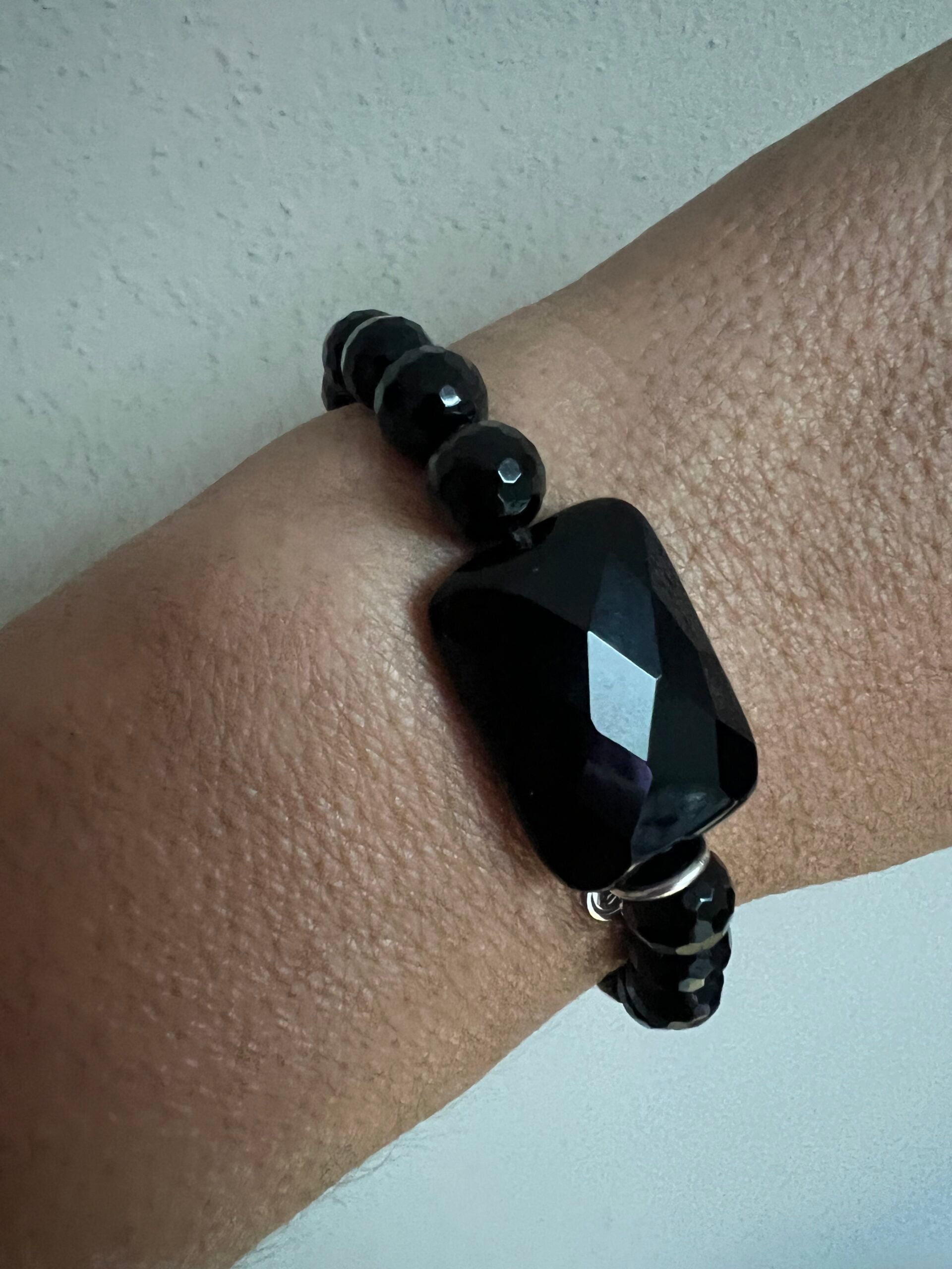 Bracciale Bisette - Onice sfere con rettangolo grande