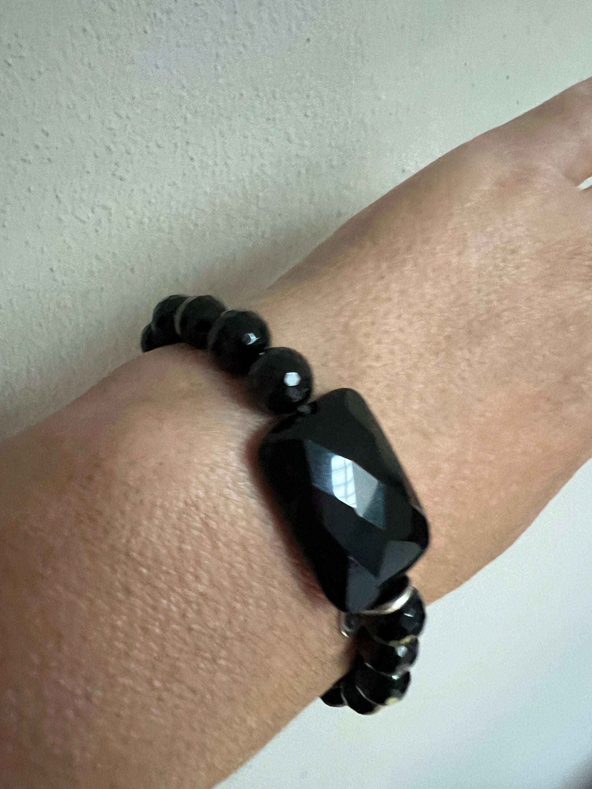 Bracciale Bisette - Onice sfere con rettangolo