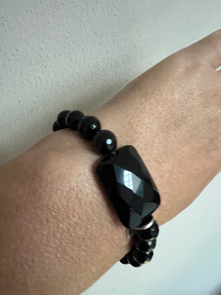 Bracciale Bisette - Onice sfere con rettangolo