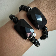 Bracciale Bisette - Onice sfere con rettangolo grande