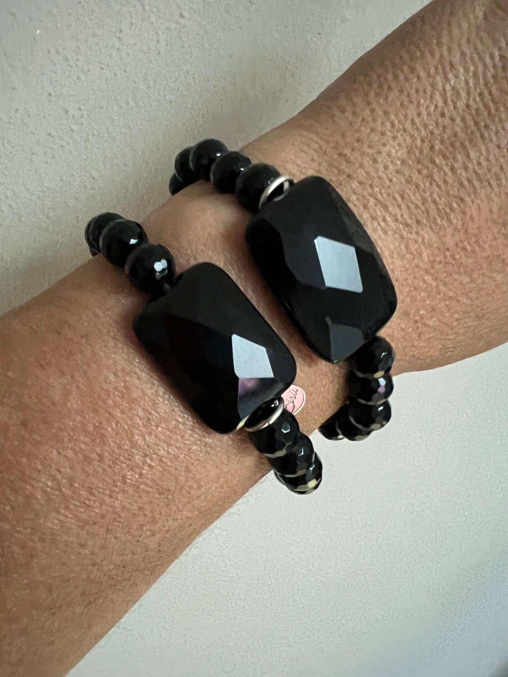 Bracciale Bisette - Onice sfere con rettangolo