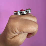 ETNICA - Anello in argento 925 con turchese e corallo