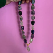Collana JAIPUR - gemme colorate  e pendente prenite