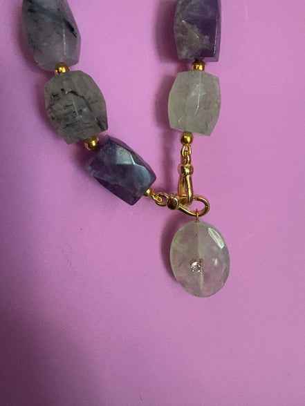 Collana JAIPUR - gemme colorate  e pendente prenite