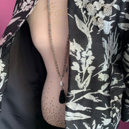 Penelope - Giacca 3/4 in broccato ramage argento e nero