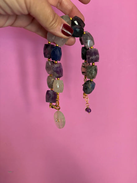 Collana JAIPUR - gemme colorate  e pendente prenite