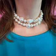 INCANTEVOLE -  Chocker  2 giri perle coltivate barocche