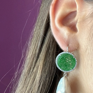 Orecchini  PERLE -perle barocche con giada burma verde