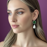 Orecchini  PERLE -perle barocche con giada burma verde