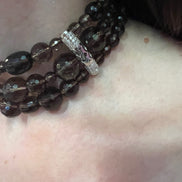 INCANTEVOLE -  Chocker  3 giri topazio fumé e argento 925