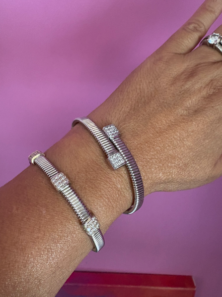 Bracciale CONTRARIE'  Tubogas SLIM  CARRE' argento 925 con zirconi