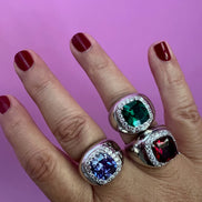 COCKTAIL RING Anello chevalier in argento 925 rodio