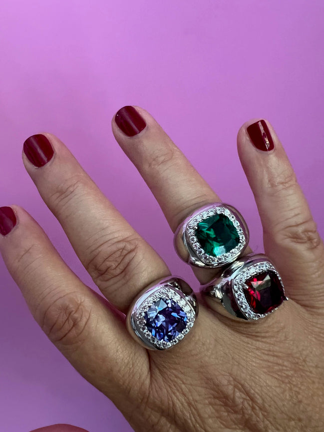 COCKTAIL RING Anello chevalier in argento 925 rodio