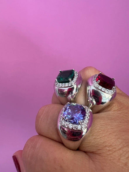 COCKTAIL RING Anello chevalier in argento 925 rodio
